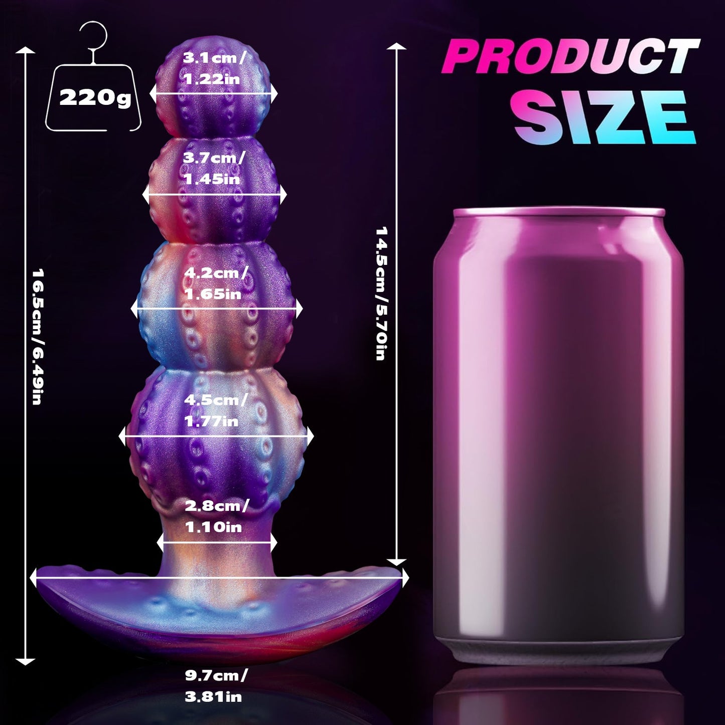 NIGHTLOOM アナルプラグ 凹凸あり アンカー形台座 液体シリコン 混色仕様 - TaRiss's