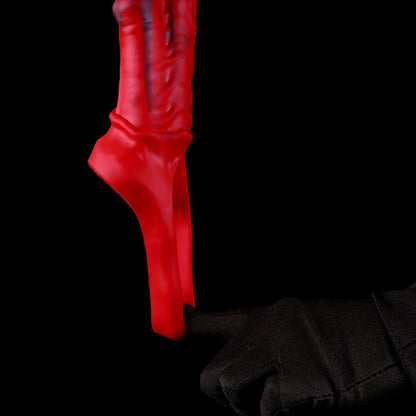 NIGHTLOOM ペニスサック 非貫通式 凹凸あり 馬スタイル 陰茎袖 ペニスリング レッド 液体シリコン - TaRiss's