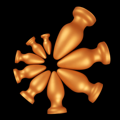 NIGHTLOOM アナルプラグ 液体シリコン 吸盤付き ゴールド 全9サイズ - TaRiss's