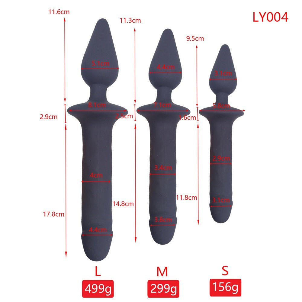 NIGHTLOOM アナルプラグ&ディルド 凹凸あり デュアルヘッドが利用可能吸盤付き ブラック 三つのサイズ - TaRiss's