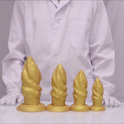 MAPARON アナルプラグ ゴールド色 吸盤付き 液体シリコン
