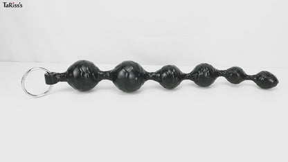 TaRiss's 6ビーズ アナルビーズ  アナルプラグ 凹凸あり リング付き シリコン ブラック