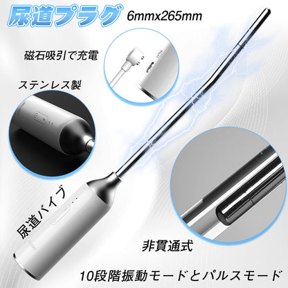 TaRiss's 尿道バイブ 尿道プラグ 非貫通式 10段階振動モード 10種類のパルスモード 金属製 - TaRiss's