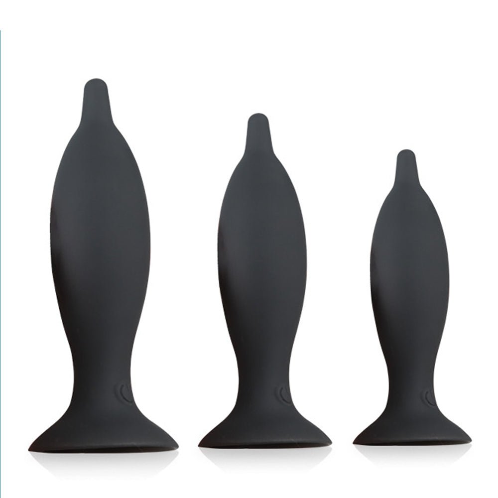 TaRiss's アナルバイブ バイブレータ アナルプラグ リモコン付き 10段階振動モード 10m遠隔操作 吸盤あり三つのサイズ 紡錘形 シリコン ブラック - TaRiss's