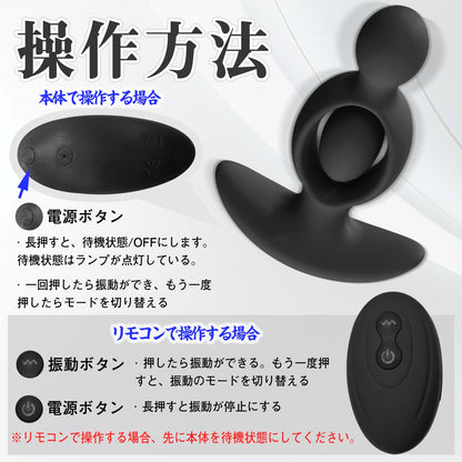 TaRiss's アナルバイブ アナルビーズ 10種類振動モード リモコン付き アンカー形台座 液体シリコン ブラック - TaRiss's