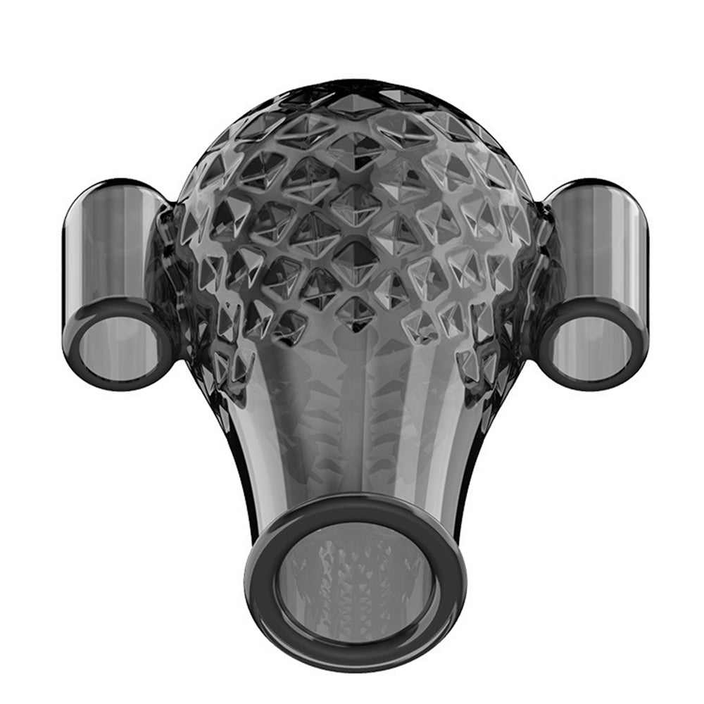 TaRiss's ペニスリング 亀頭責め 亀頭マッサージ ダブルローター イボ付き 10種類振動モード TPE製 男性用 ブラック 104mmx52mm - TaRiss's