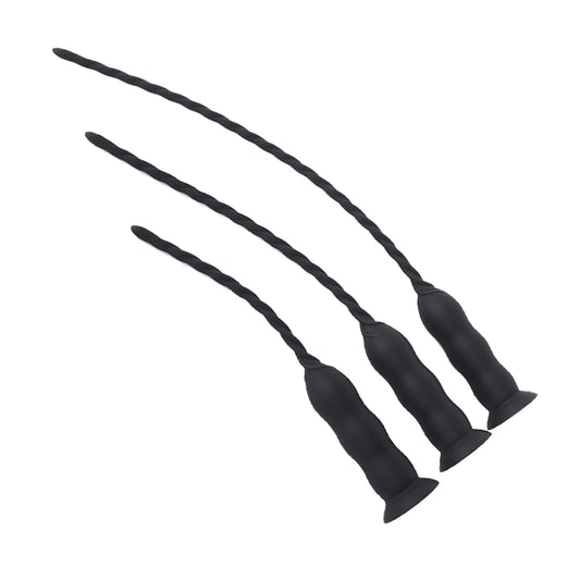 TaRiss's 尿道バイブ 尿道プラグ 10段階振動モード ネジ山形 USB充電 吸盤付き シリコン ブラック - TaRiss's