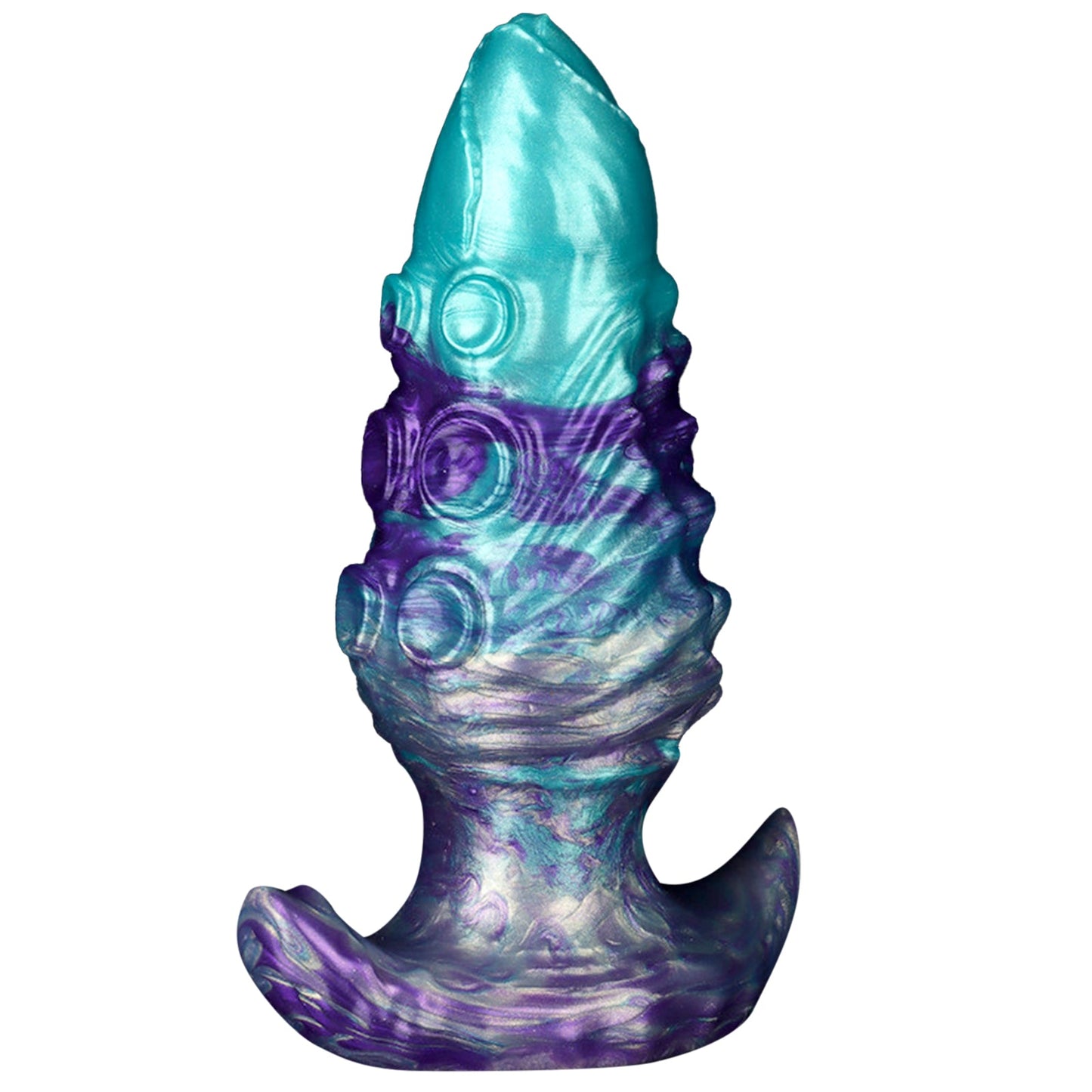 TaRiss's アナルプラグ 触手 イボ突起 アンカー台座 液体シリコン パープルとグリーン - TaRiss's