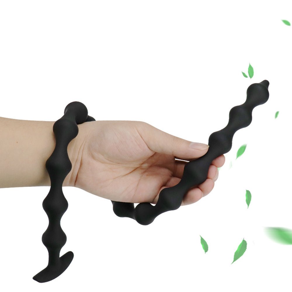 TaRiss'sアナルビーズ アナルプラグ 15ビーズ ひし形 アンカー形台座 シリコン ブラック - TaRiss's