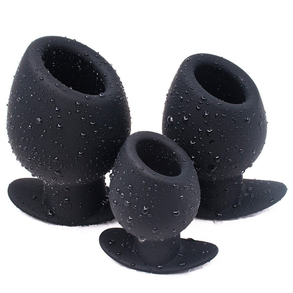 TaRiss's 貫通式アナルプラグ アンカー形台座 カップ形 多種用途 シリコン製 ブラック - TaRiss's