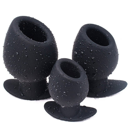 TaRiss's 貫通式アナルプラグ アンカー形台座 カップ形 多種用途 シリコン製 ブラック - TaRiss's