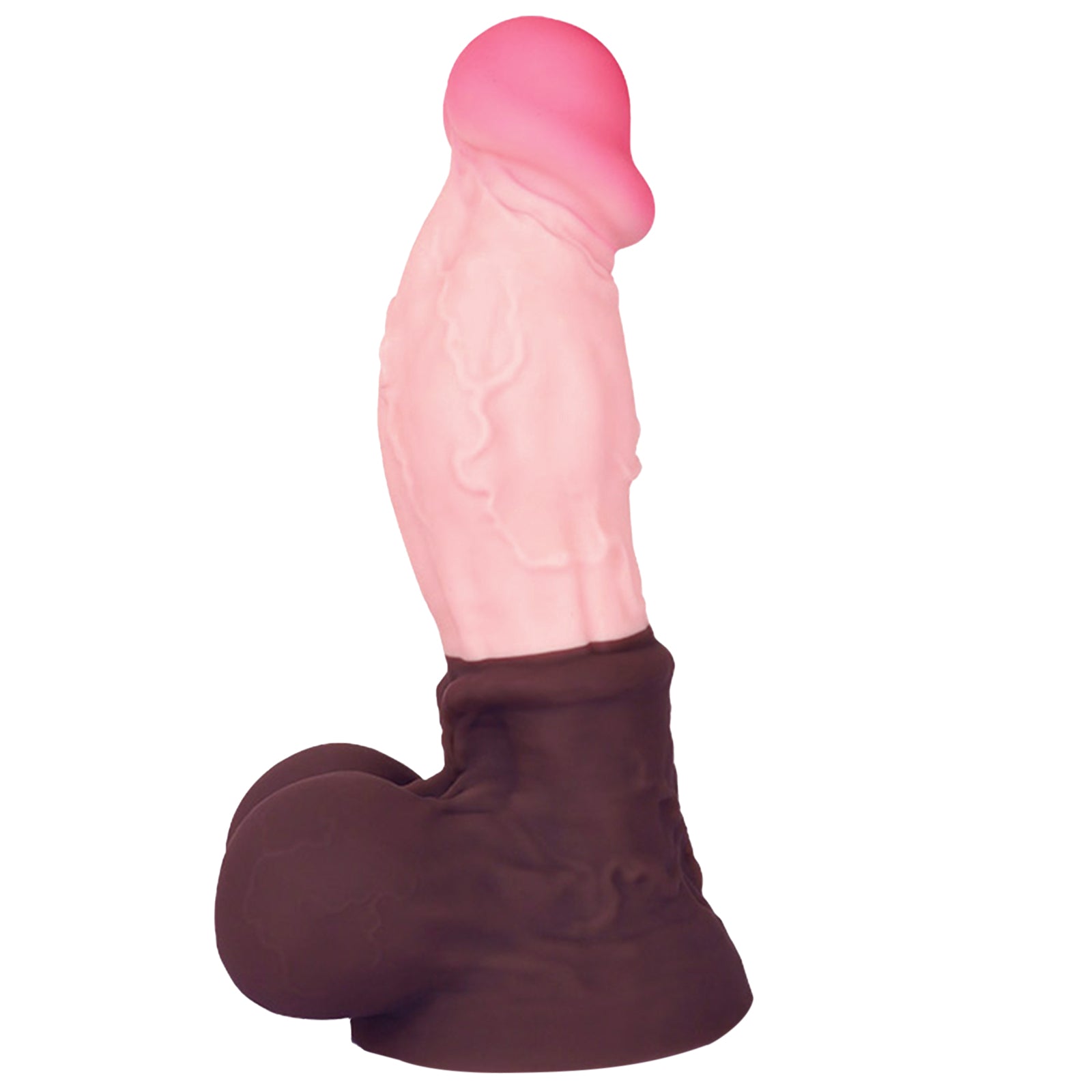 TaRiss's ディルド アナルプラグ 吸盤あり 2層構造 液体シリコン ピンクとチョコレート色「こうが」 - TaRiss's