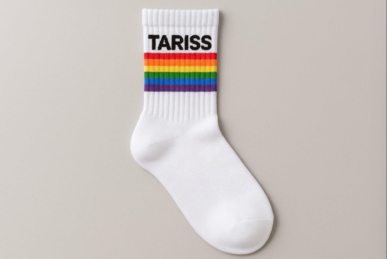 TaRiss's カスタム レインボーストライプ コットン ミディアムソックス - TaRiss's