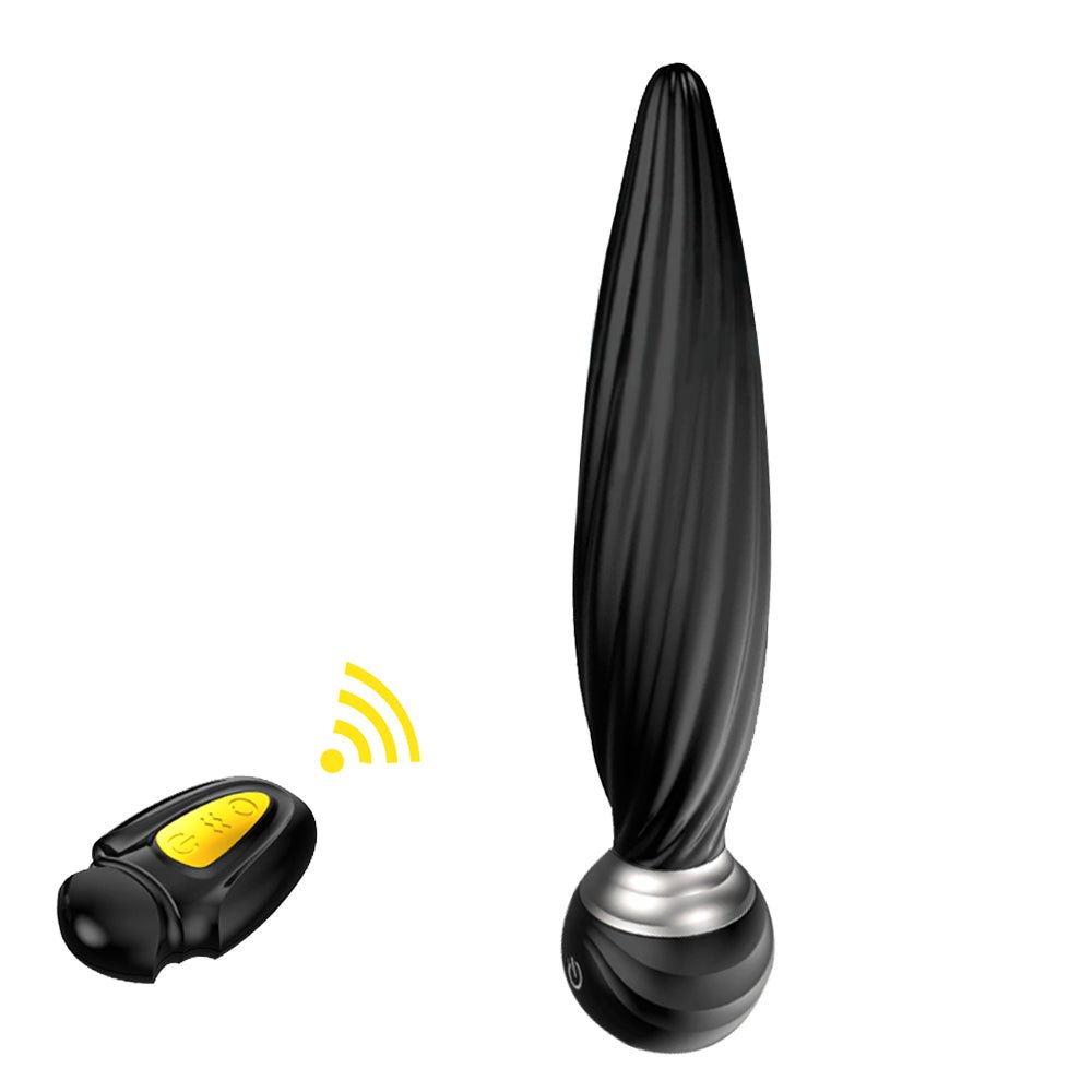 TaRiss's アナルバイブ バイブレータ リモコン付き 360°回転可能 7段階振動モードと7種類回転モード 磁石吸引で充電 シリコン ブラック 31mmx160mm - TaRiss's