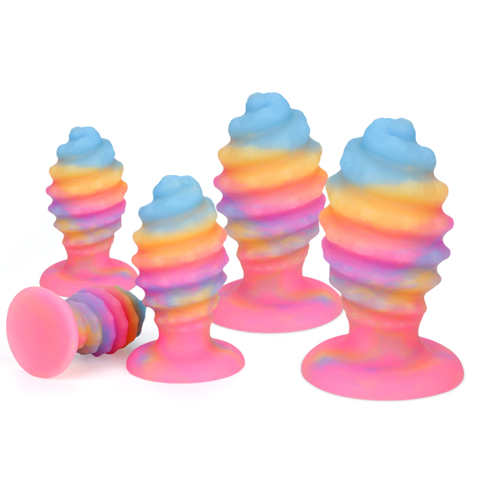 TaRiss's アナルプラグ 夜光可能 ドリルー形 シリコン ピンク イエロー ブルー - TaRiss's