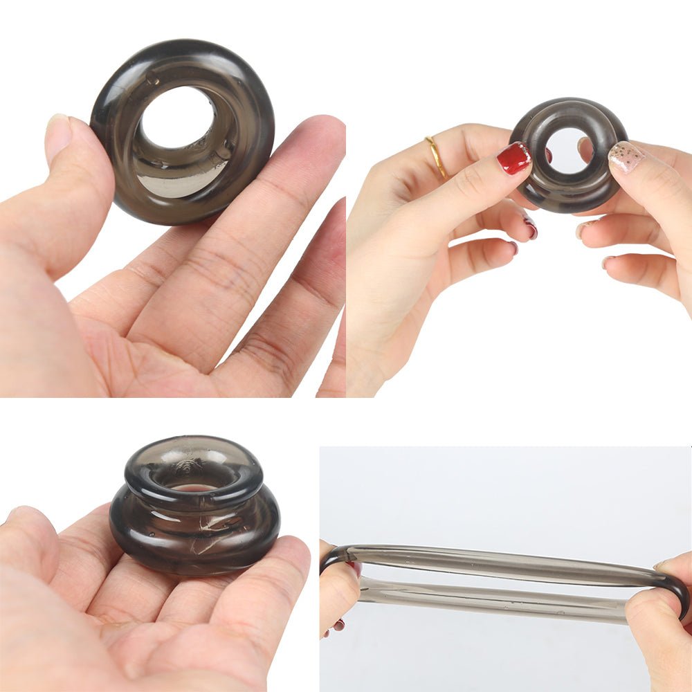 TaRiss's ４点セット ペニスリング コックリング 包皮リング 組み立てて使用可 花瓶形 多種用途 男性用 TPE ブラック - TaRiss's