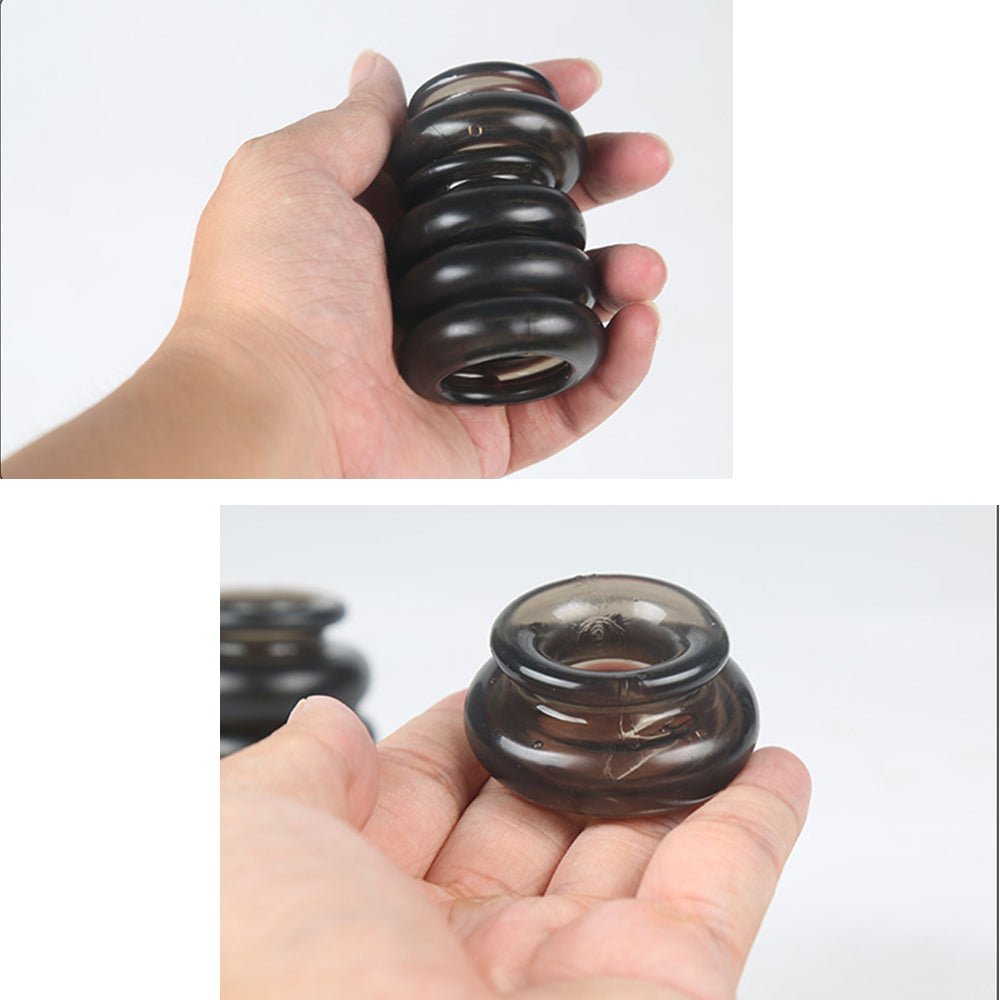 TaRiss's ４点セット ペニスリング コックリング 包皮リング 組み立てて使用可 花瓶形 多種用途 男性用 TPE ブラック - TaRiss's