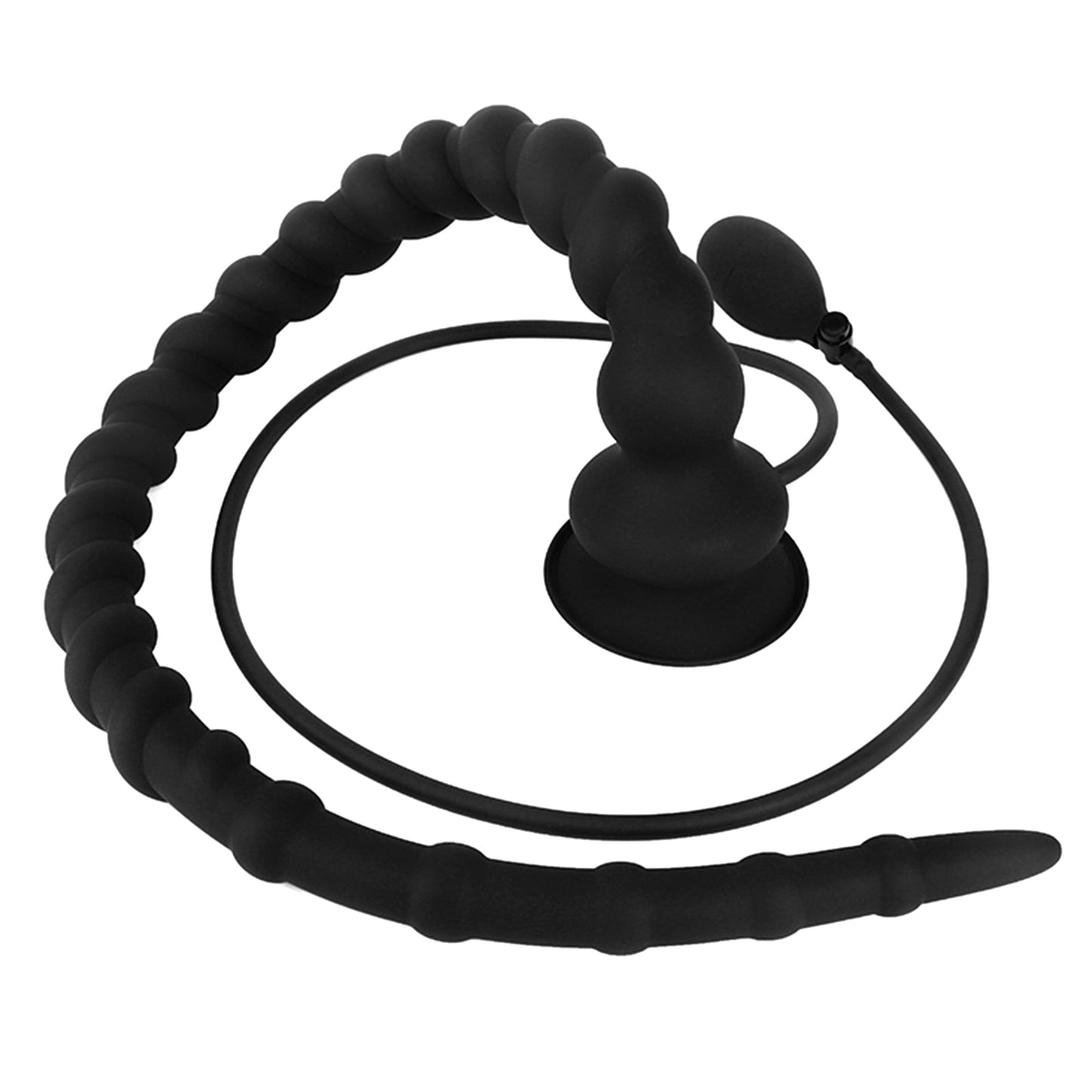 TaRiss's インフレート式アナルプラグ アナル拡張 空気注入式 手動 ネジ山形 吸盤付き シリコン ブラック - TaRiss's