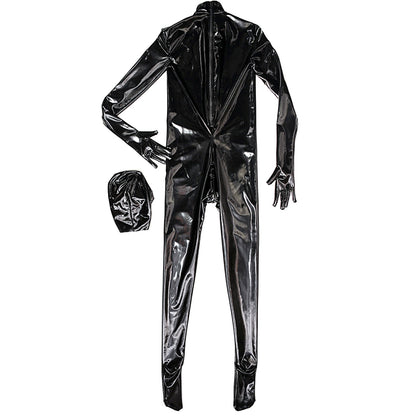 TaRiss's 長袖 キャットスーツ 全身覆うタイプ 取り外し可能 ボディタイツ ジッパー ボディスーツ 男性用 合成ラテックス - TaRiss's
