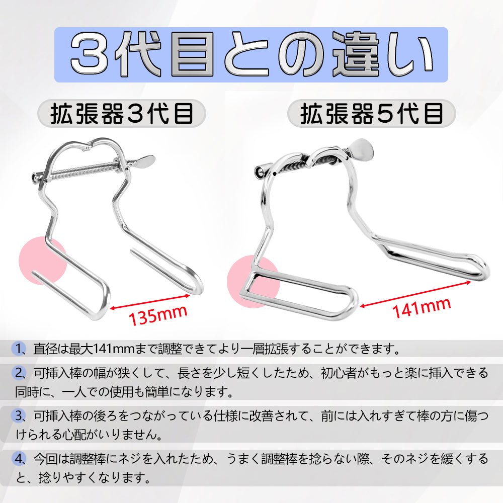 TaRiss's アナル拡張器5代目 貫通式 アナル拡張 直径調整可能 2本の棒 ステンレス製 多種用途 141mmx87mm - TaRiss's