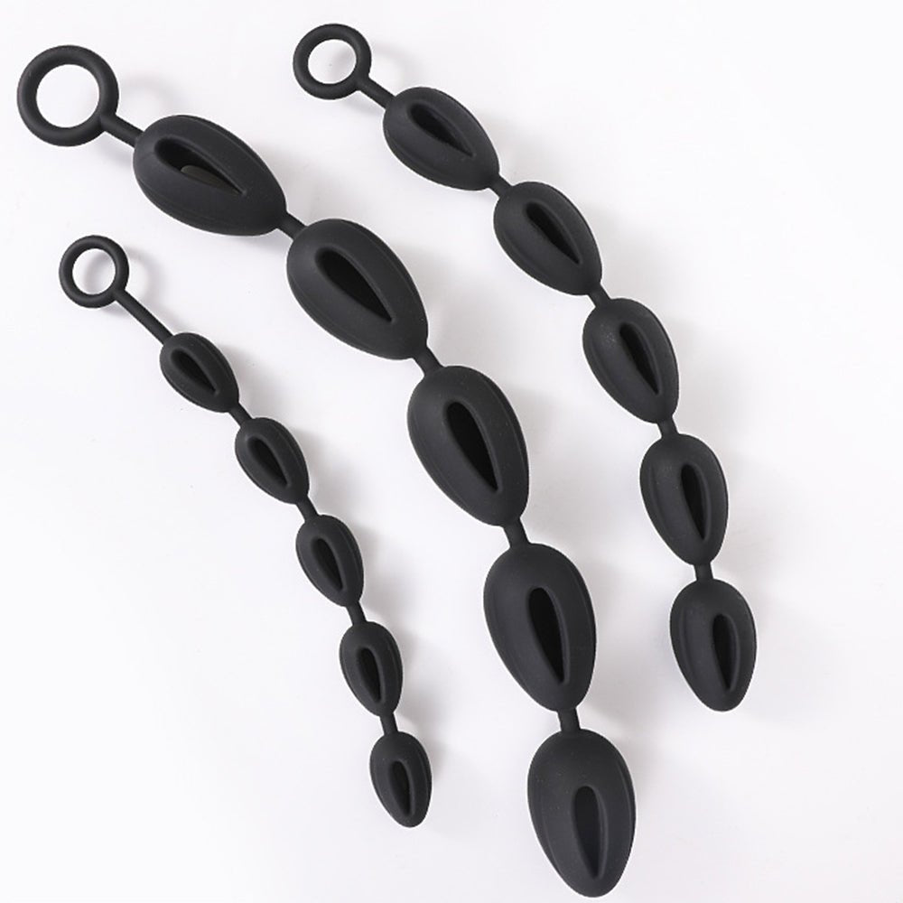 TaRiss's アナルビーズ アナルプラグ アナル開発 5ビーズ 水滴形 リング付き 中空式 多種用途 シリコン - TaRiss's