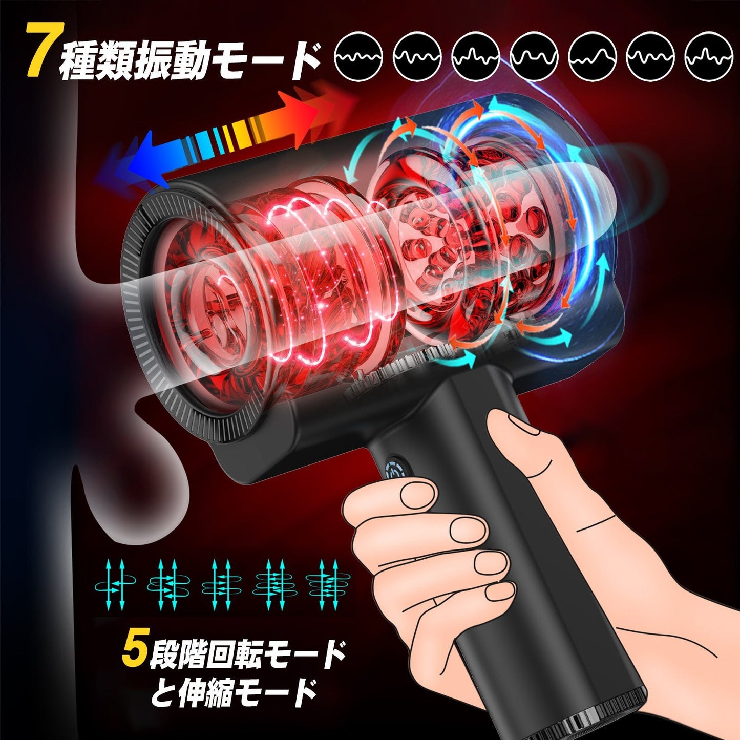 TaRiss's 電動オナホール 貫通式 5段階回転モードと伸縮モード 7種類振動モード シリコン - TaRiss's