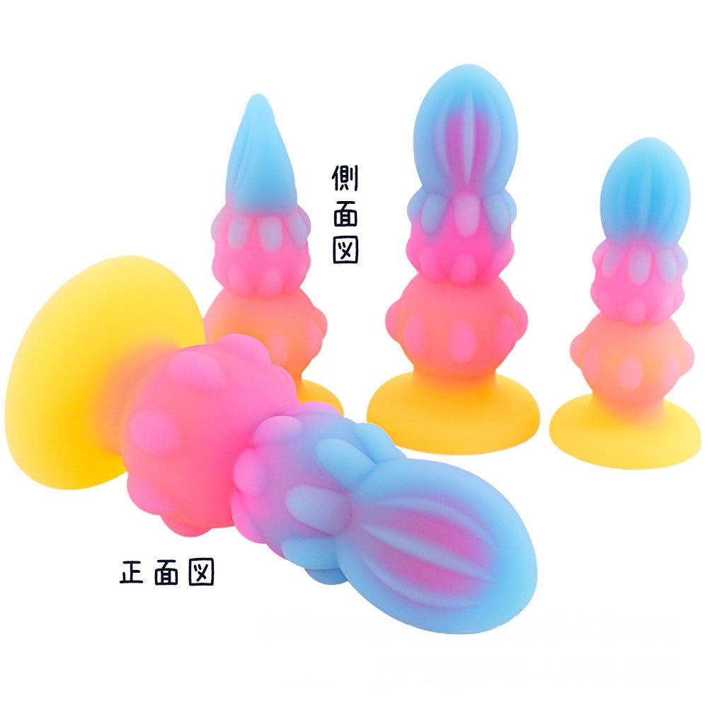TaRiss's サボテン アナルビーズ アナルプラグ イボ付き 吸盤あり 夜光可能 シリコン ピンク ブルー パープル イエロー - TaRiss's
