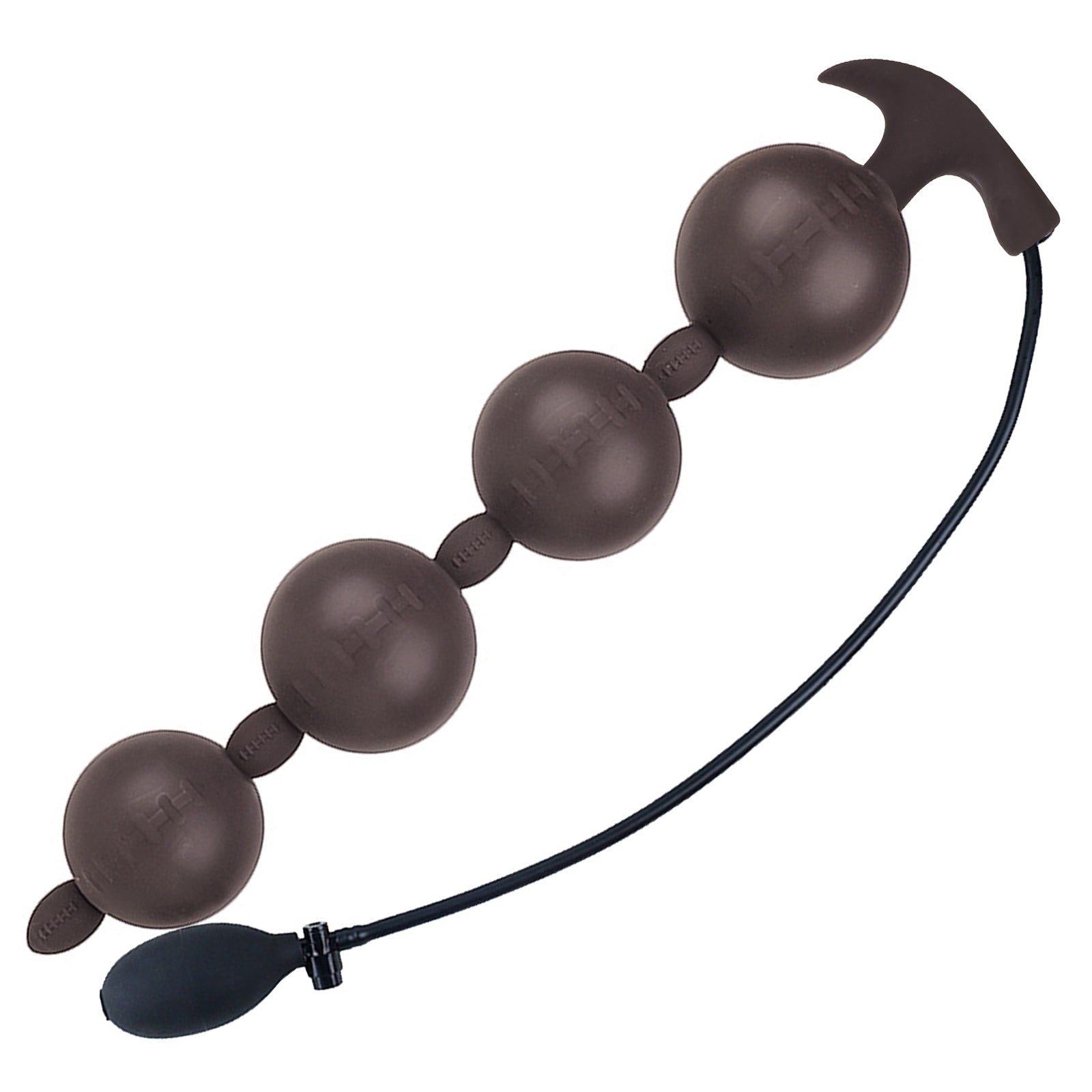 TaRiss's ラグビー インフレート式アナルビーズ アナル拡張 8ビーズ 2層構造 空気注入式 手動 特別な台座 シリコン ブラック - TaRiss's