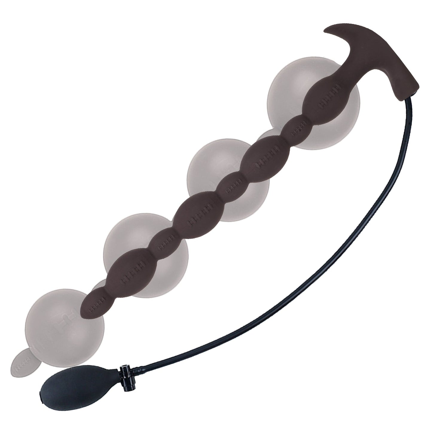 TaRiss's ラグビー インフレート式アナルビーズ アナル拡張 8ビーズ 2層構造 空気注入式 手動 特別な台座 シリコン ブラック - TaRiss's