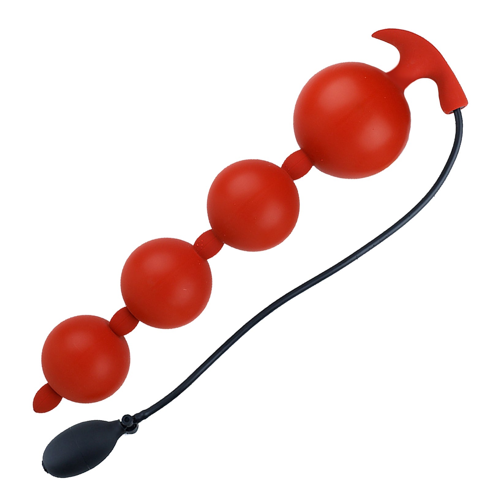 TaRiss's ラグビー インフレート式アナルビーズ アナル拡張 8ビーズ 2層構造 空気注入式 手動 特別な台座 シリコン ブラック - TaRiss's