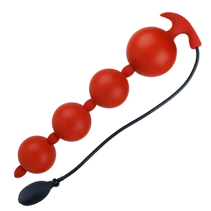 TaRiss's ラグビー インフレート式アナルビーズ アナル拡張 8ビーズ 2層構造 空気注入式 手動 特別な台座 シリコン ブラック - TaRiss's