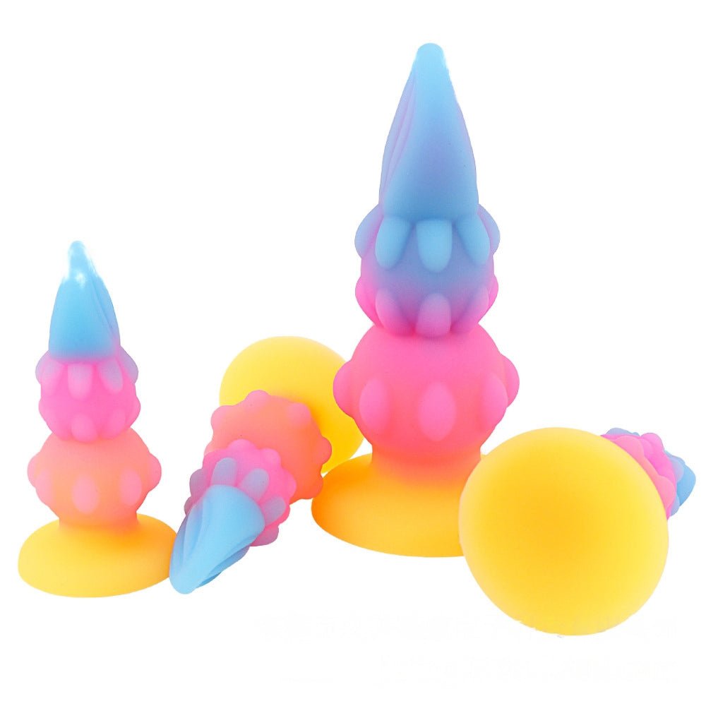 TaRiss's サボテン アナルビーズ アナルプラグ イボ付き 吸盤あり 夜光可能 シリコン ピンク ブルー パープル イエロー - TaRiss's