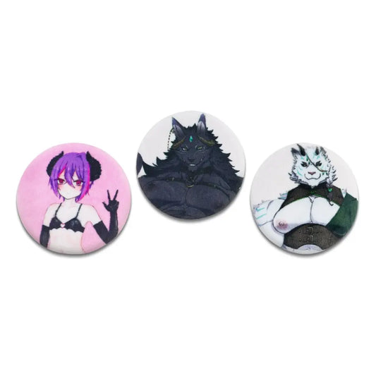 TaRiss's 3点セット 揉める缶バッジ タリスくん+ヘイアンさん+窮奇さん 6cmx6cm - TaRiss's