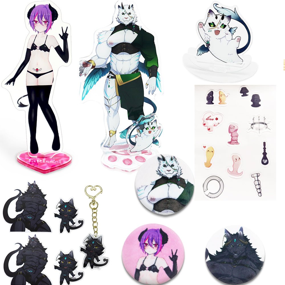 TaRiss's 12点セット グッズセット 揉める缶バッジ3点 アクスタ3点 スティカー5点 アクリルキーホルダー1点 - TaRiss's