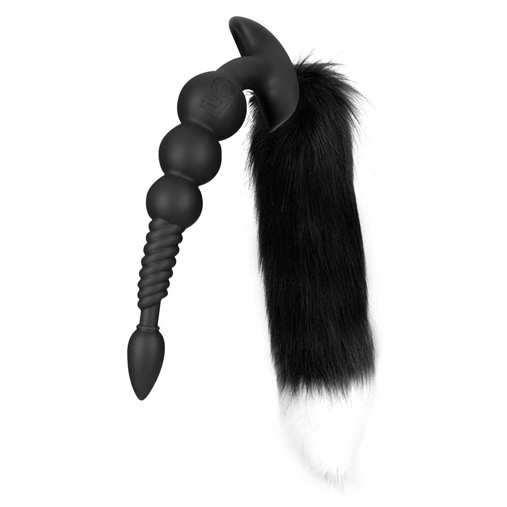 TaRiss's 2点セット 魂アナルビーズ 尻尾付き アナルプラグ アナル拡張 4ビーズ 螺旋形の凹凸 アンカー形台座 シリコン - TaRiss's