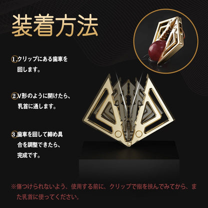 TaRiss's 4点セット ニップルクリップ ニップルプレス チェン付き おもりあり 調整可能 乳首責め 多種用途 ステンレス ゴールド - TaRiss's